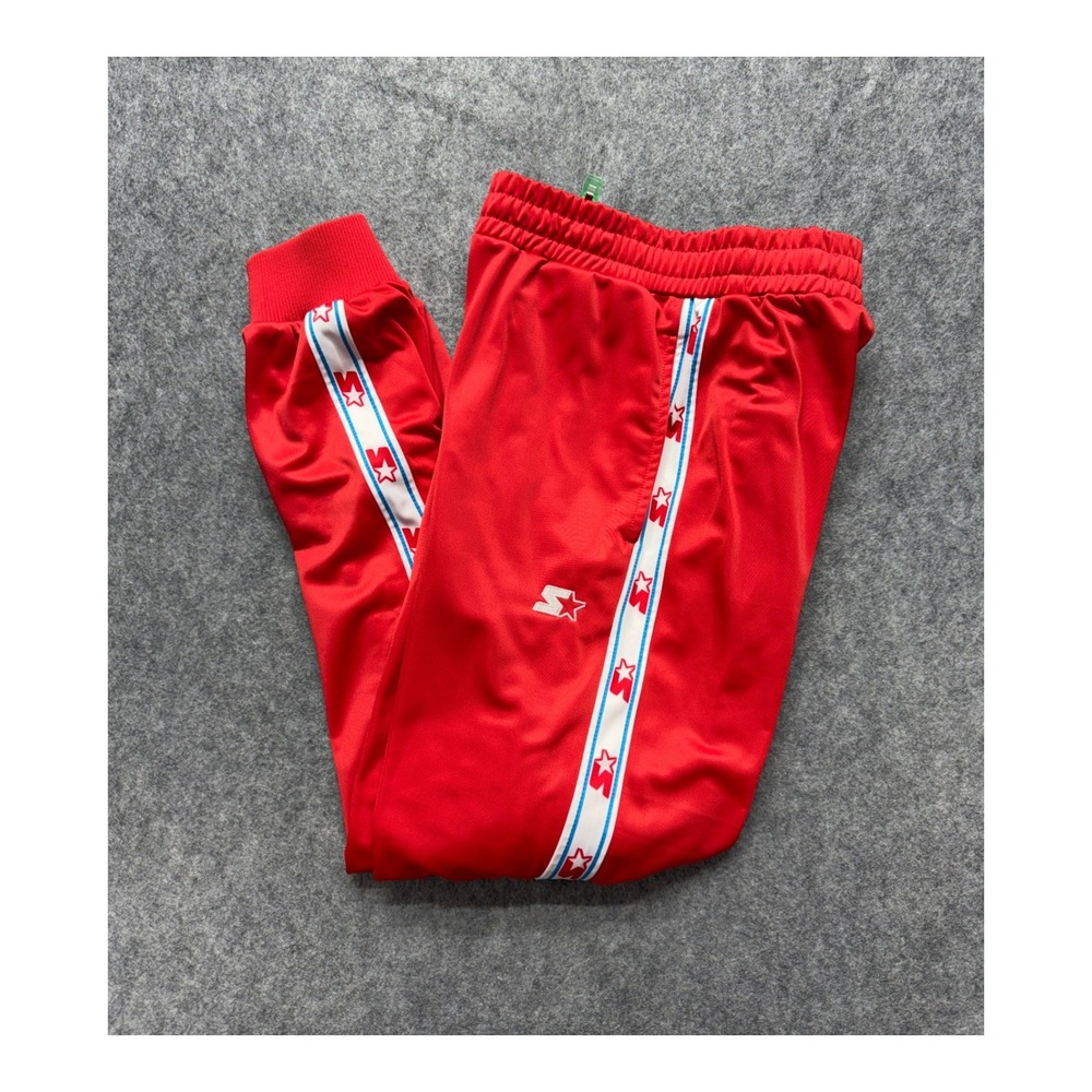 Starter Black Label Mens Red Logo Tape Track Pants Joggers Small